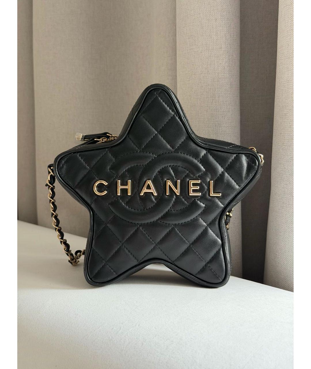 CHANEL Черная кожаная сумка через плечо, фото 6
