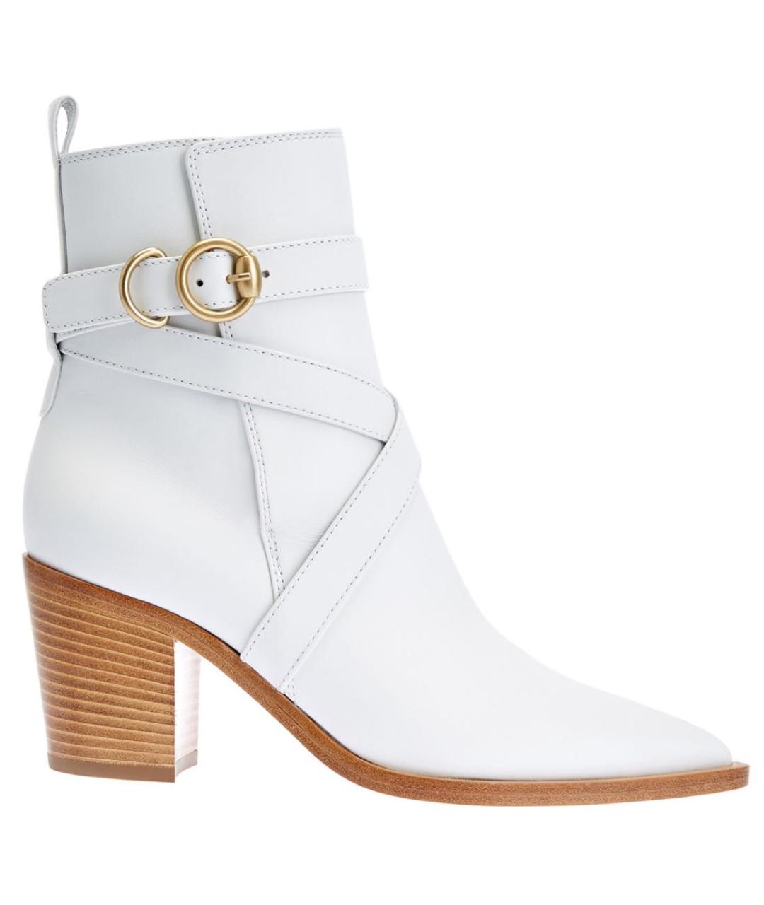 GIANVITO ROSSI Белые кожаные ботильоны, фото 4