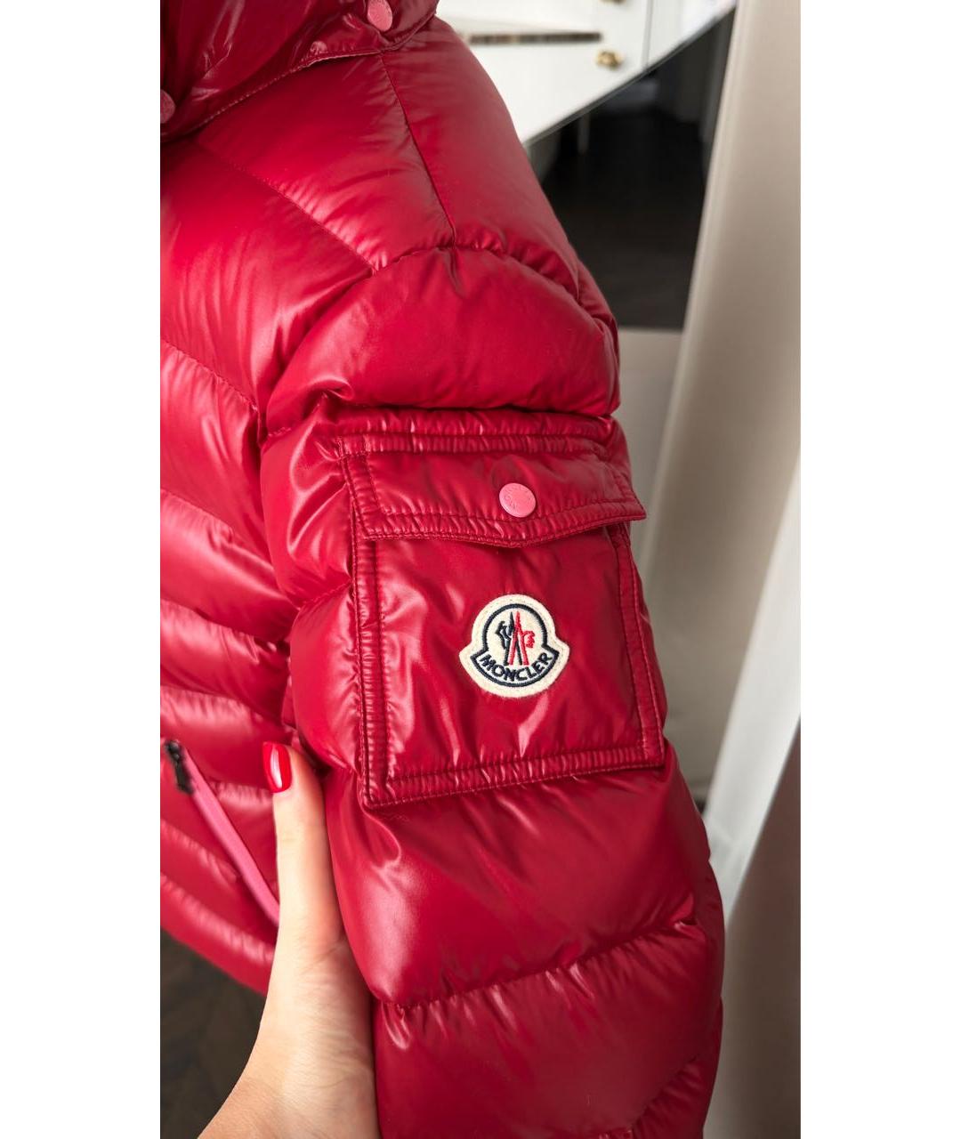 MONCLER Красный полиамидовый пуховик, фото 6