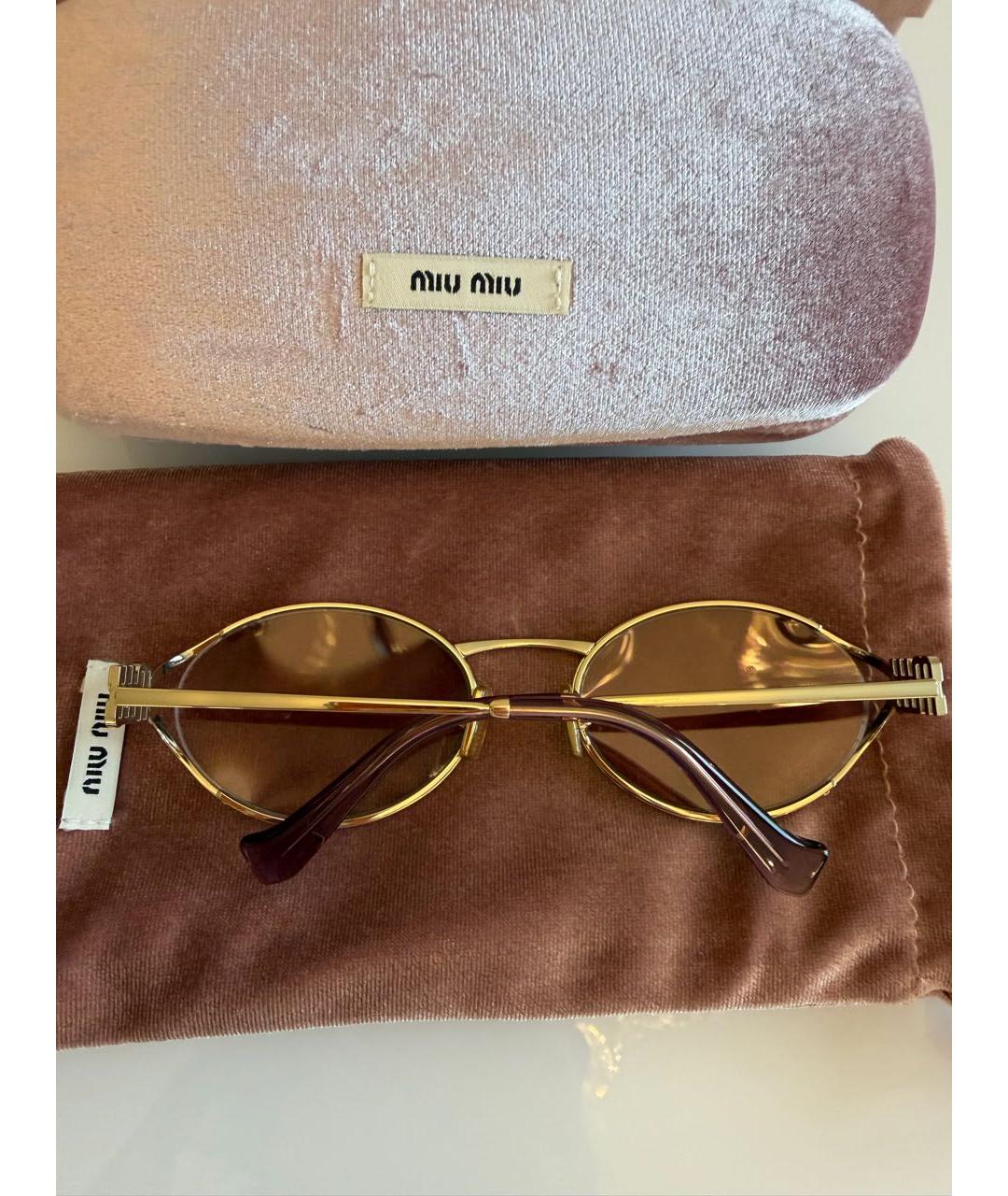 MIU MIU Розовые металлические солнцезащитные очки, фото 4