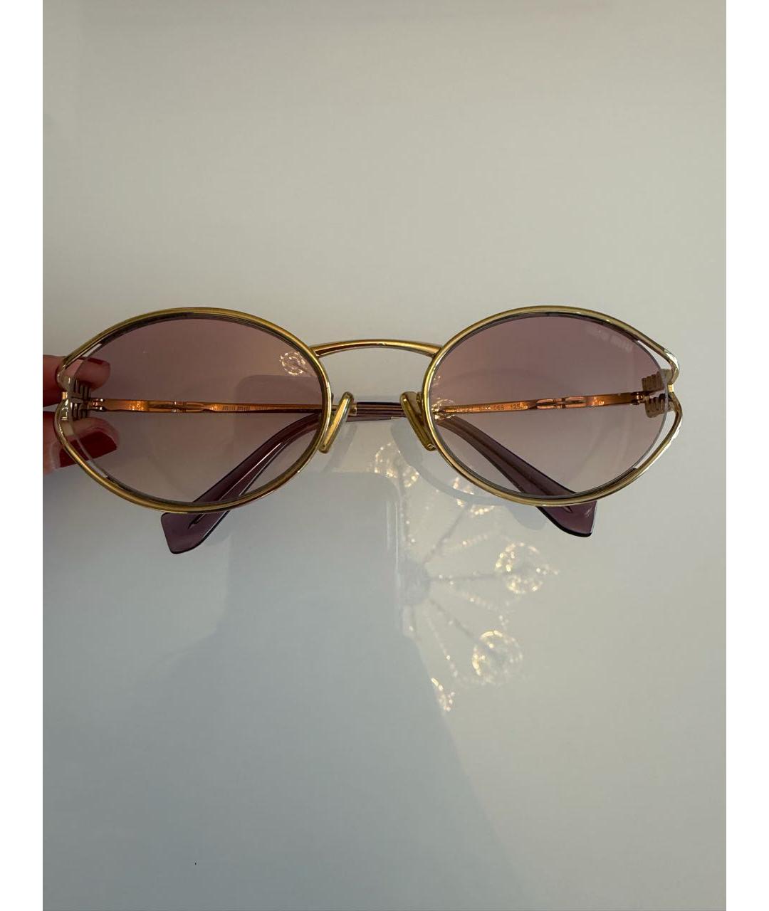 MIU MIU Розовые металлические солнцезащитные очки, фото 2