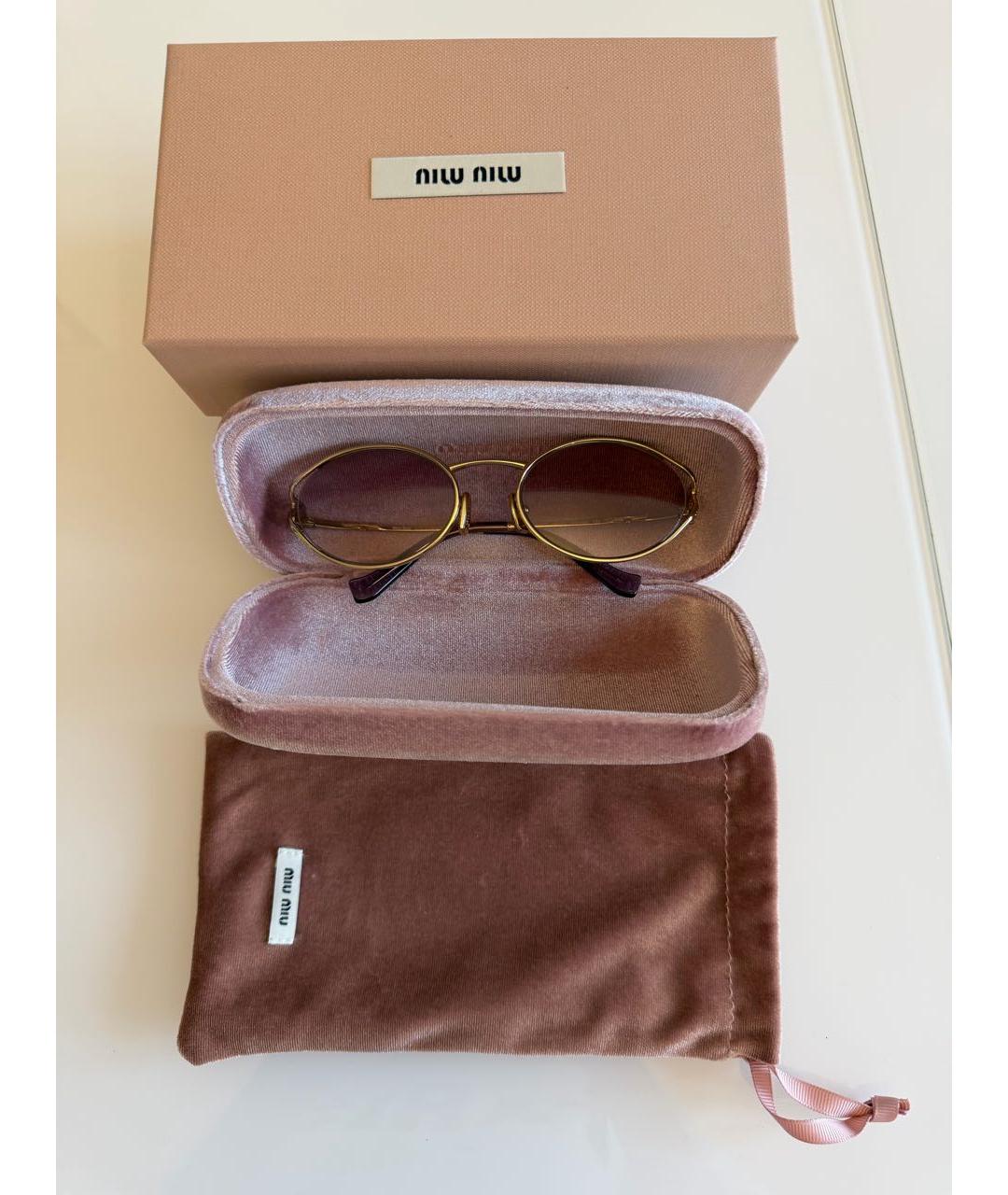MIU MIU Розовые металлические солнцезащитные очки, фото 5