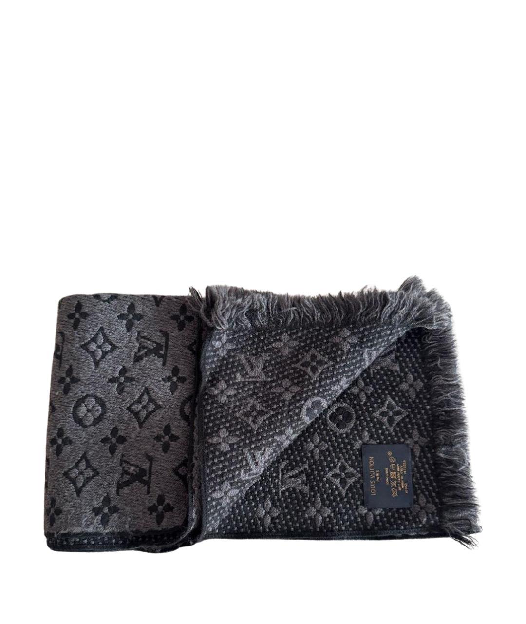LOUIS VUITTON Антрацитовый шерстяной шарф, фото 1