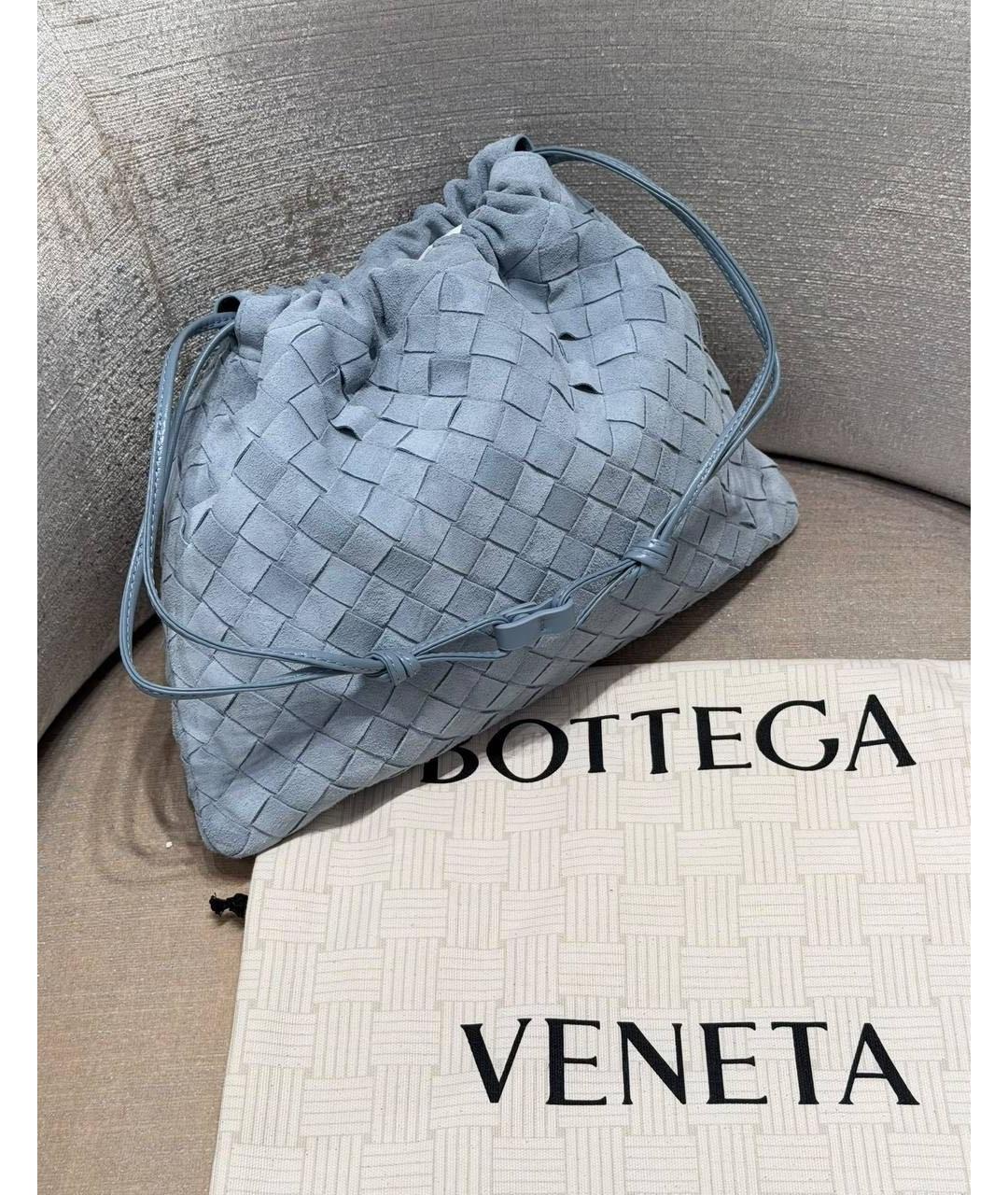 BOTTEGA VENETA Голубая замшевая сумка с короткими ручками, фото 3