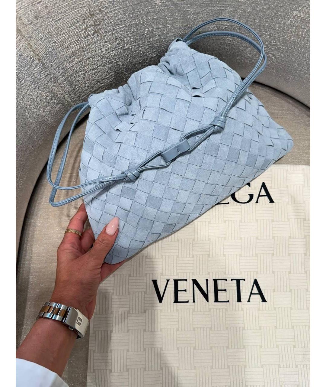 BOTTEGA VENETA Голубая замшевая сумка с короткими ручками, фото 4