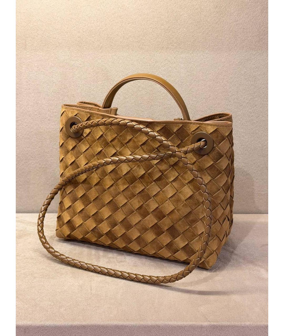 BOTTEGA VENETA Коричневая замшевая сумка с короткими ручками, фото 2