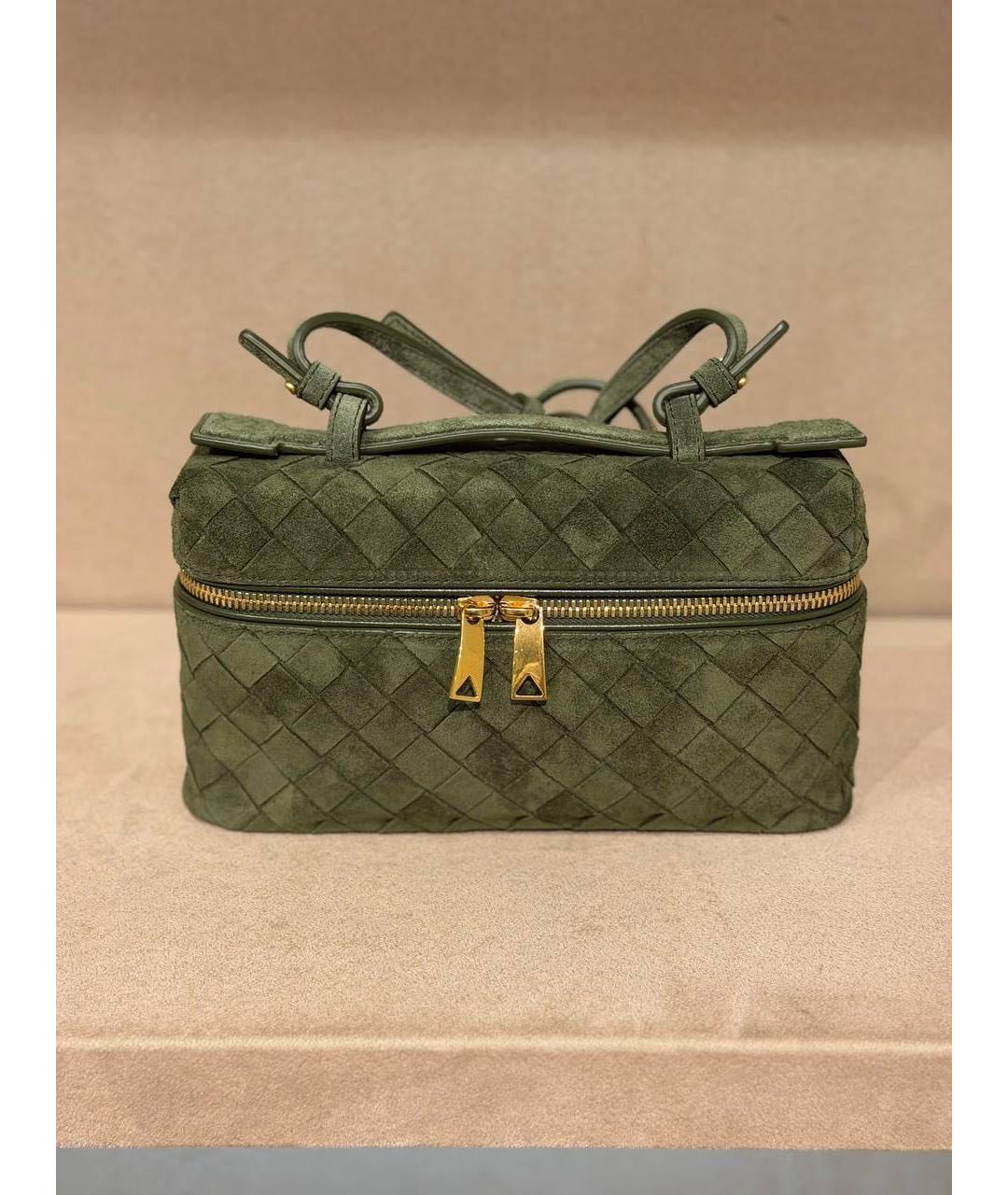 BOTTEGA VENETA Зеленая замшевая сумка с короткими ручками, фото 2