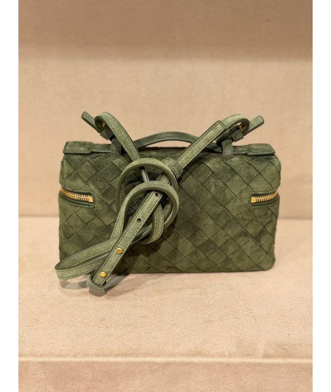 BOTTEGA VENETA Зеленая замшевая сумка с короткими ручками, фото 4