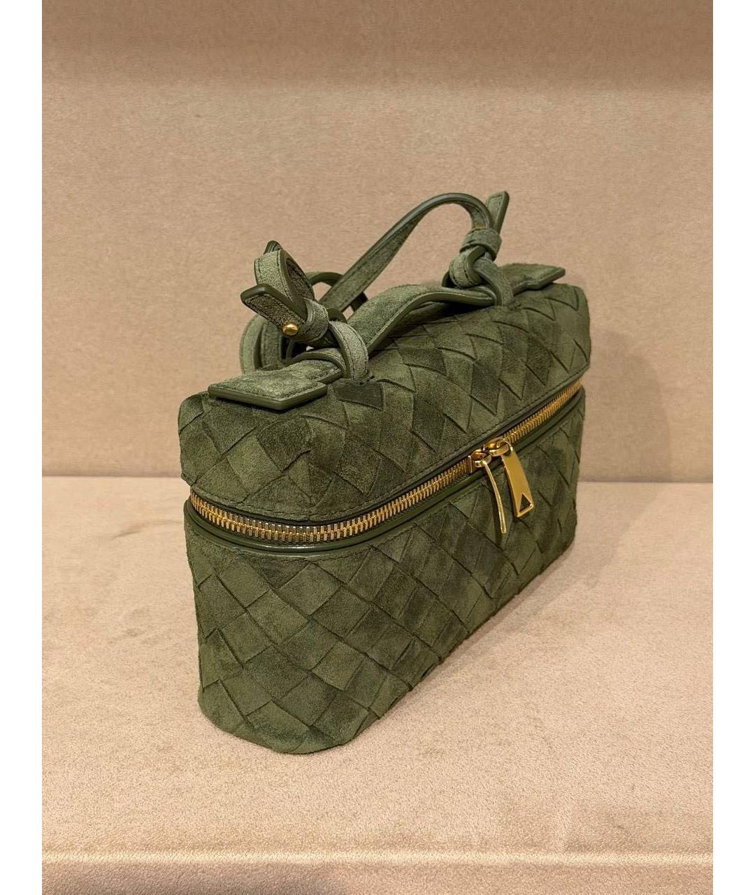 BOTTEGA VENETA Зеленая замшевая сумка с короткими ручками, фото 3