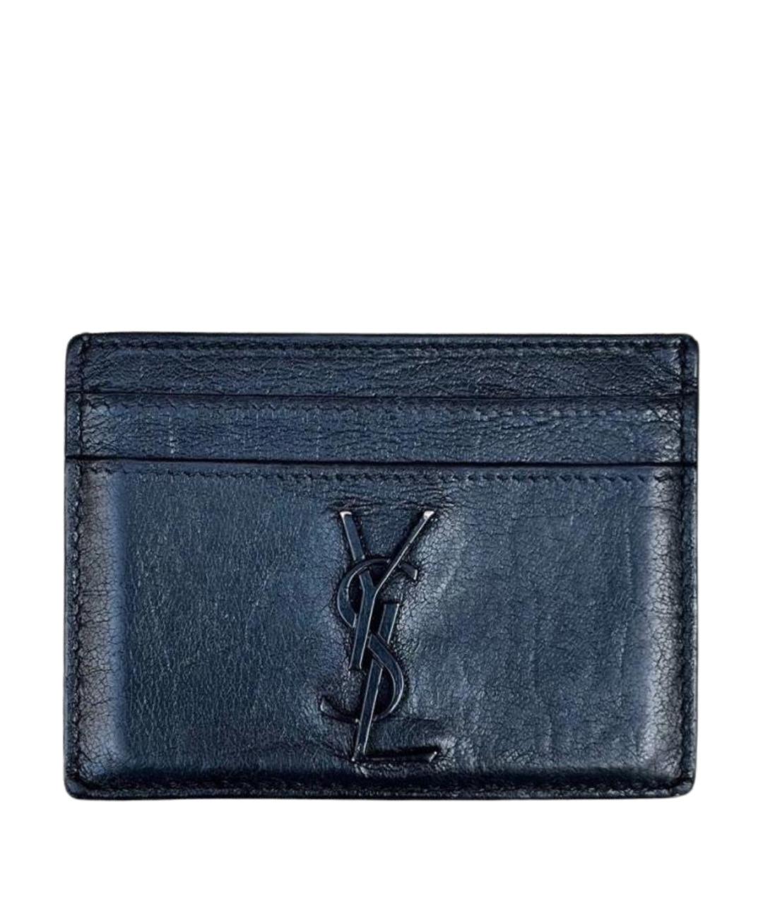 SAINT LAURENT Черный кожаный кардхолдер, фото 1
