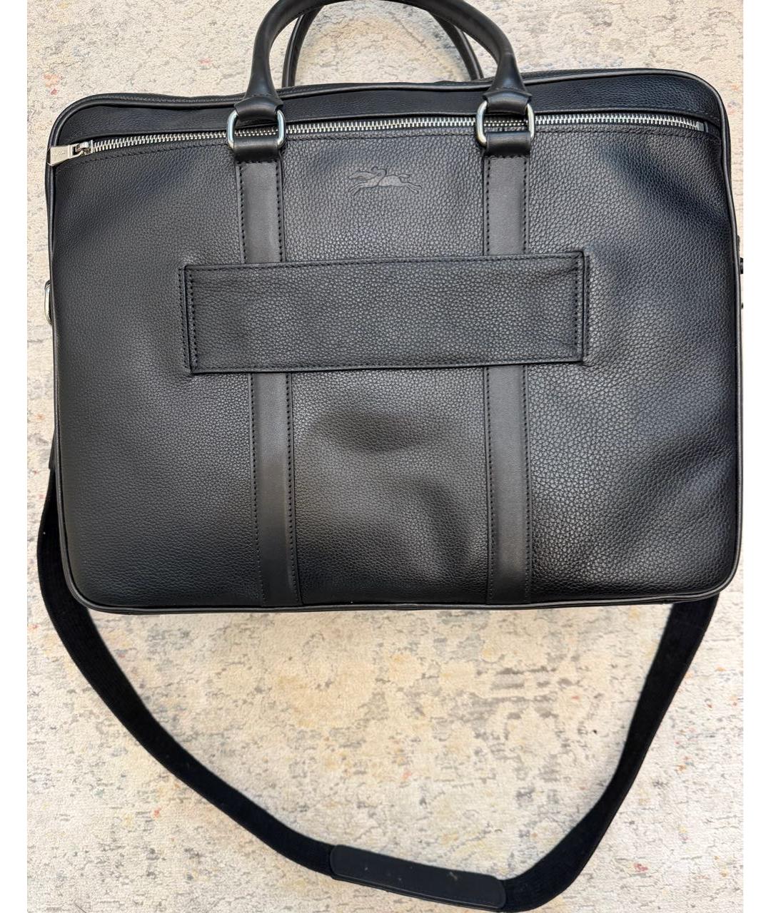 LONGCHAMP Черный кожаный портфель, фото 3