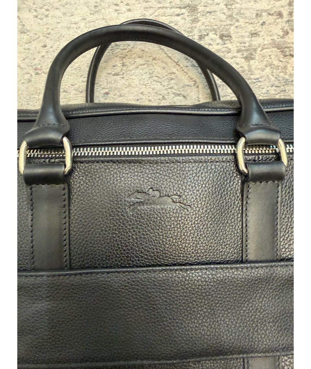 LONGCHAMP Черный кожаный портфель, фото 5