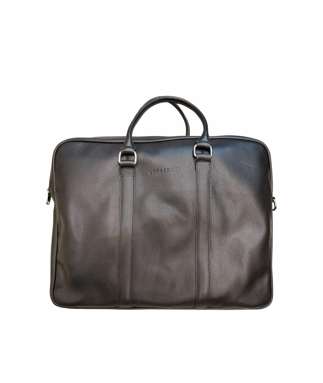 LONGCHAMP Черный кожаный портфель, фото 8