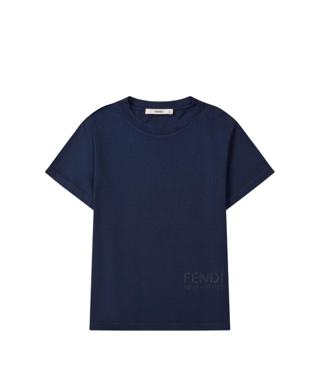 FENDI Темно-синяя хлопковая детская футболка, фото 1