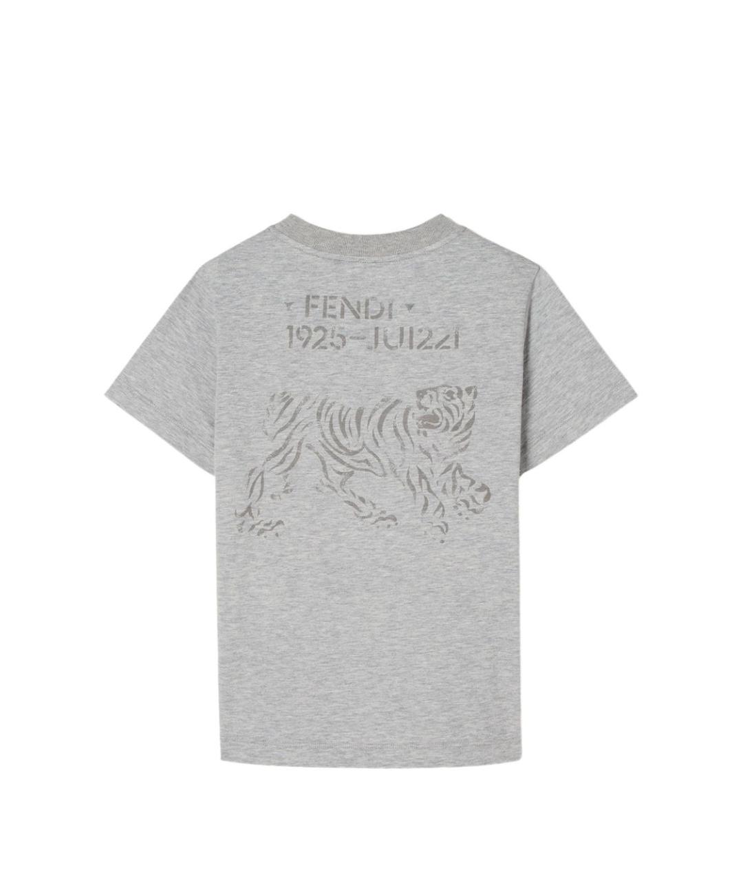 FENDI Серая хлопковая детская футболка, фото 3
