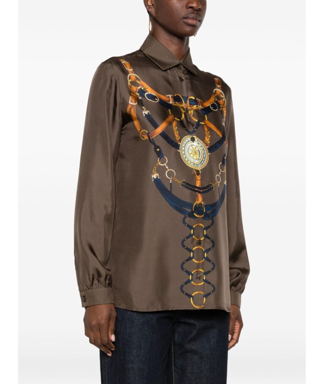 ETRO Коричневая шелковая рубашка, фото 2