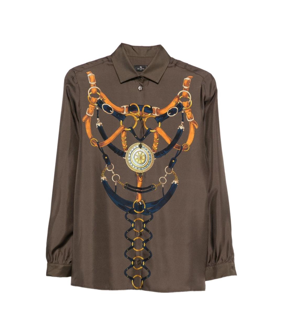 ETRO Коричневая шелковая рубашка, фото 1