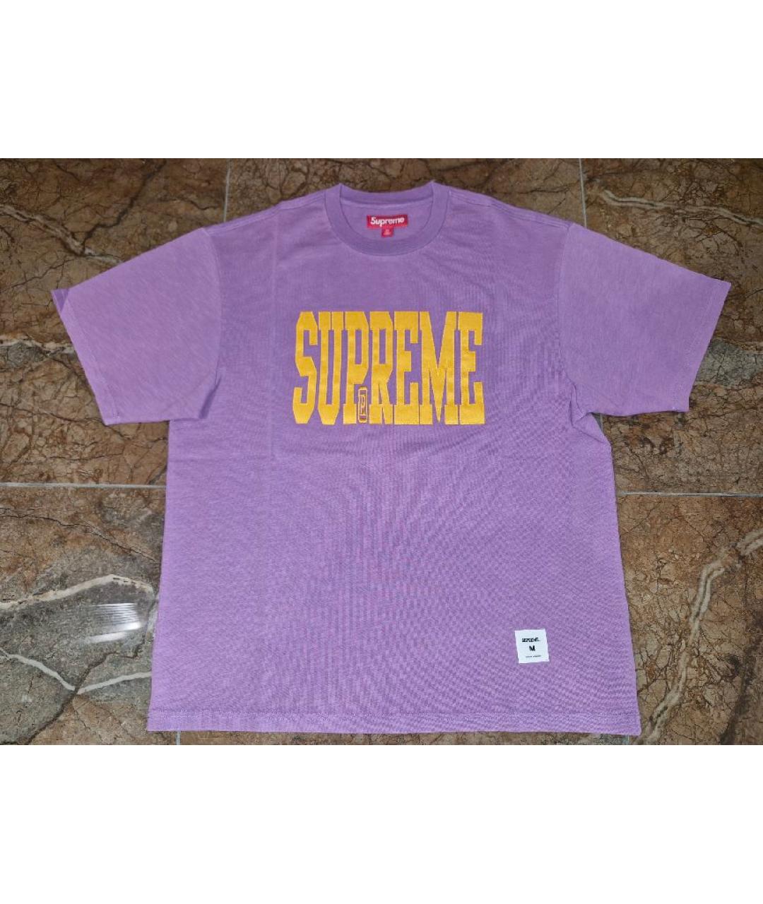 SUPREME Фиолетовая хлопковая футболка, фото 7