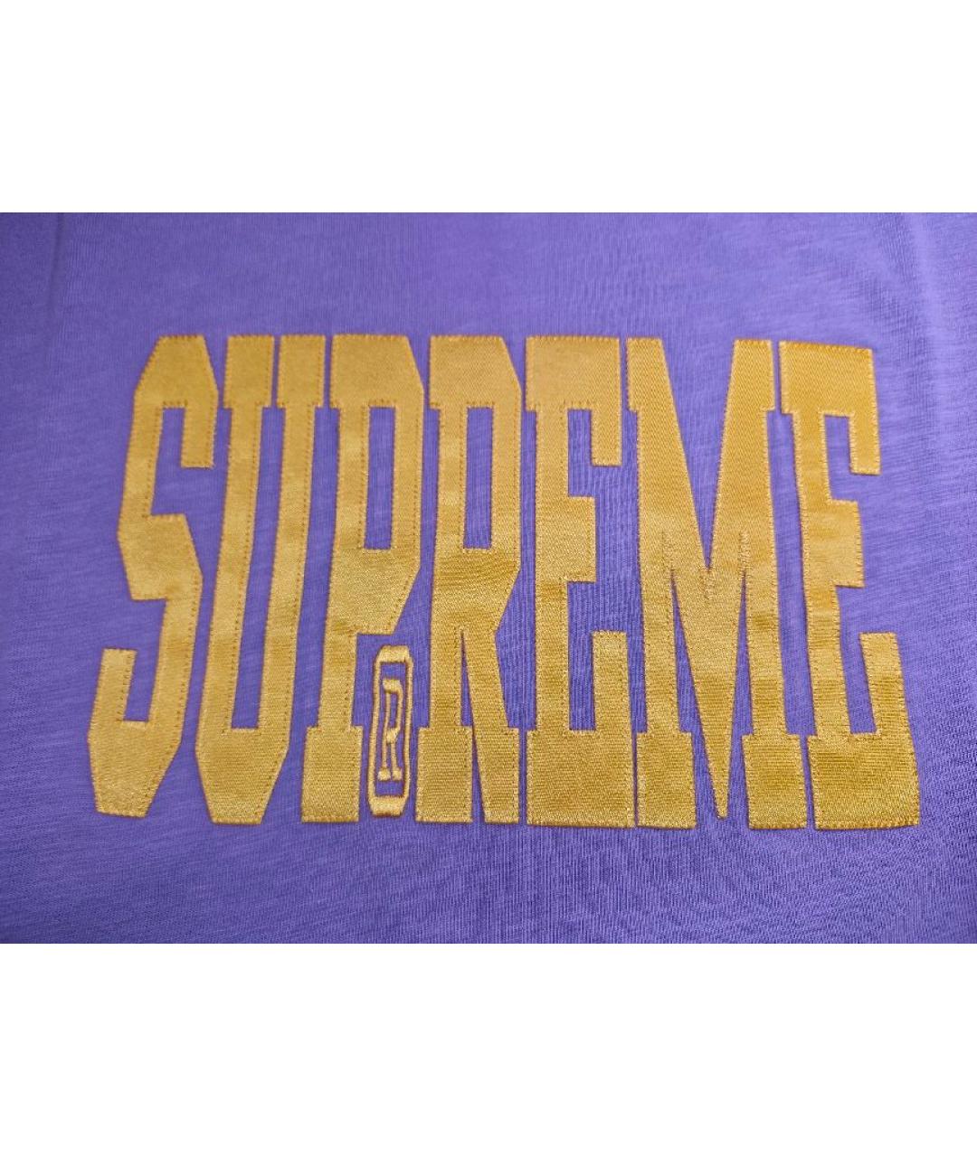 SUPREME Фиолетовая хлопковая футболка, фото 4