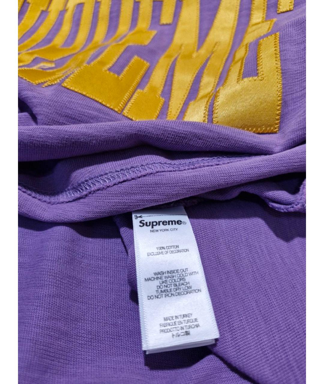 SUPREME Фиолетовая хлопковая футболка, фото 8