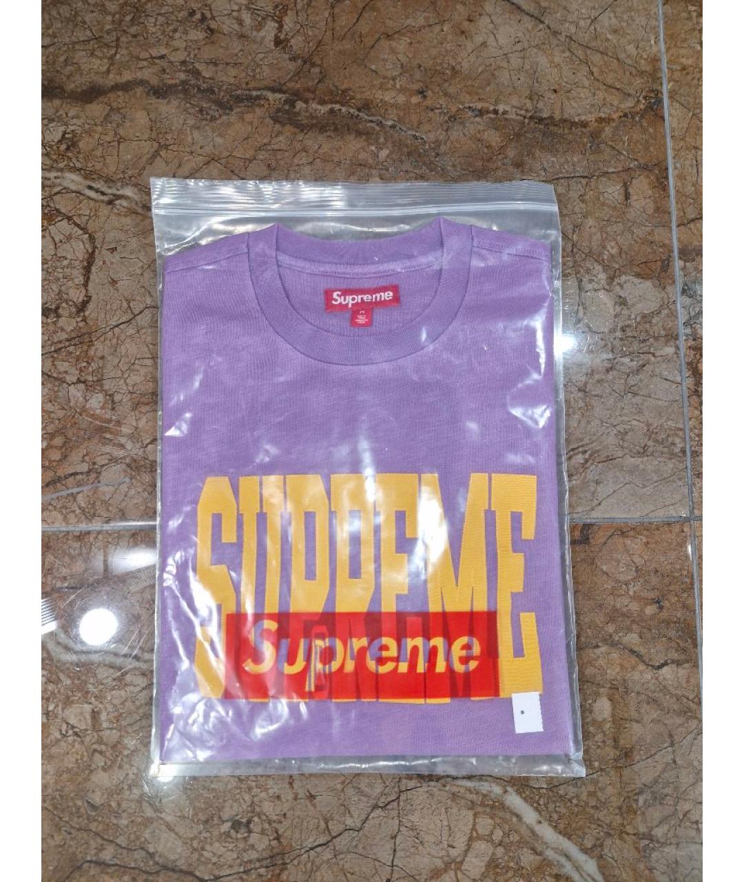 SUPREME Фиолетовая хлопковая футболка, фото 6