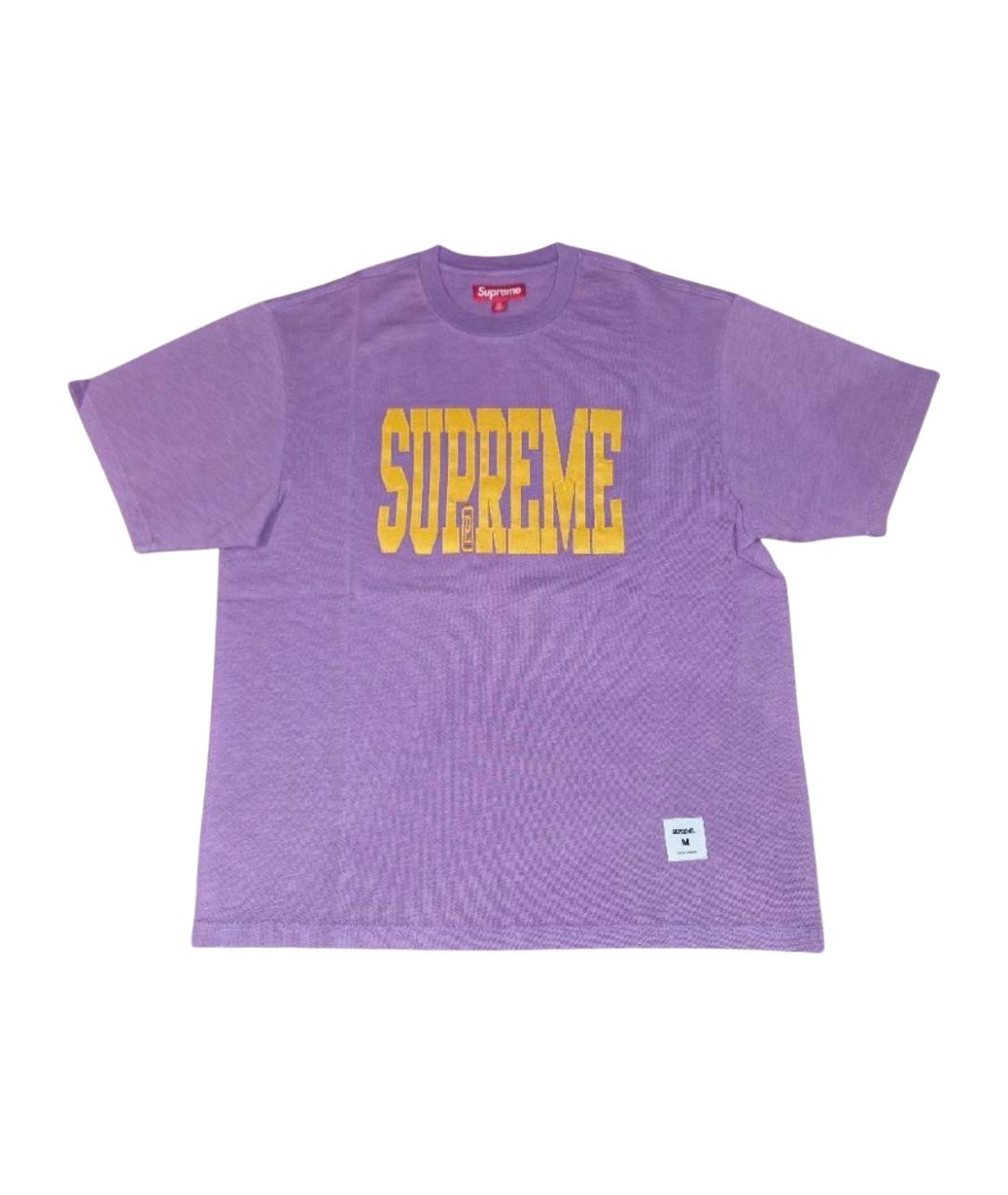SUPREME Фиолетовая хлопковая футболка, фото 1