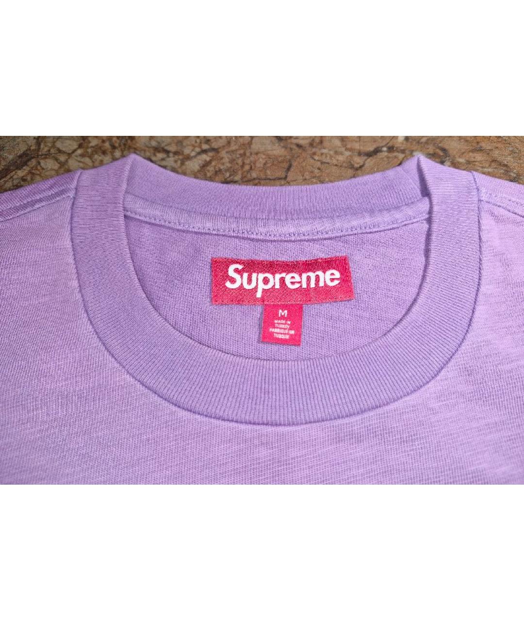 SUPREME Фиолетовая хлопковая футболка, фото 3