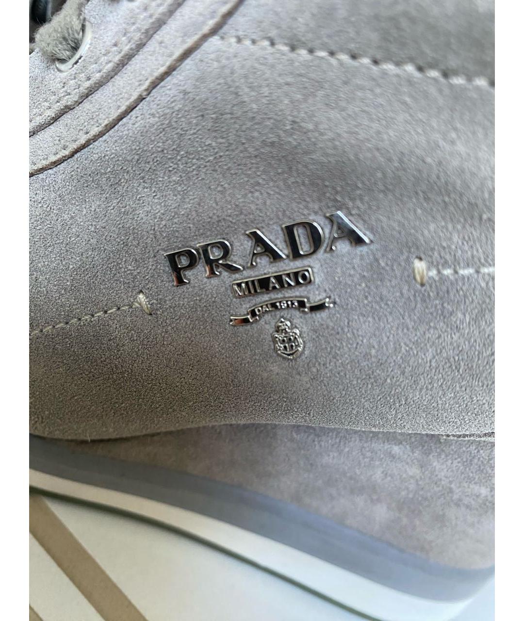PRADA Бежевые замшевые ботинки, фото 6