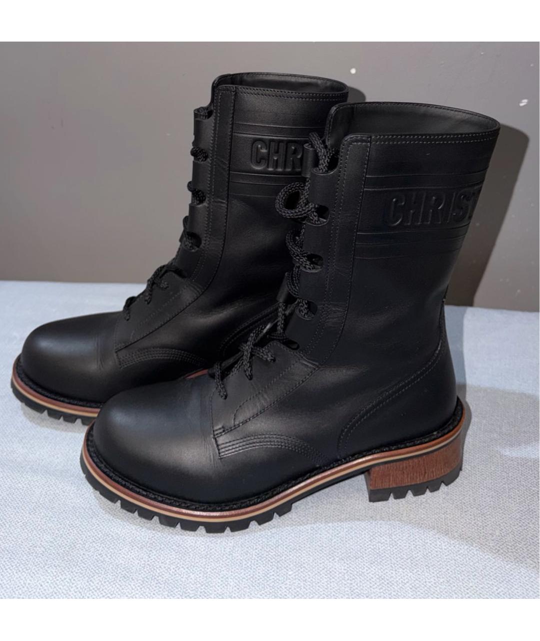 CHRISTIAN DIOR Черные кожаные сапоги, фото 4