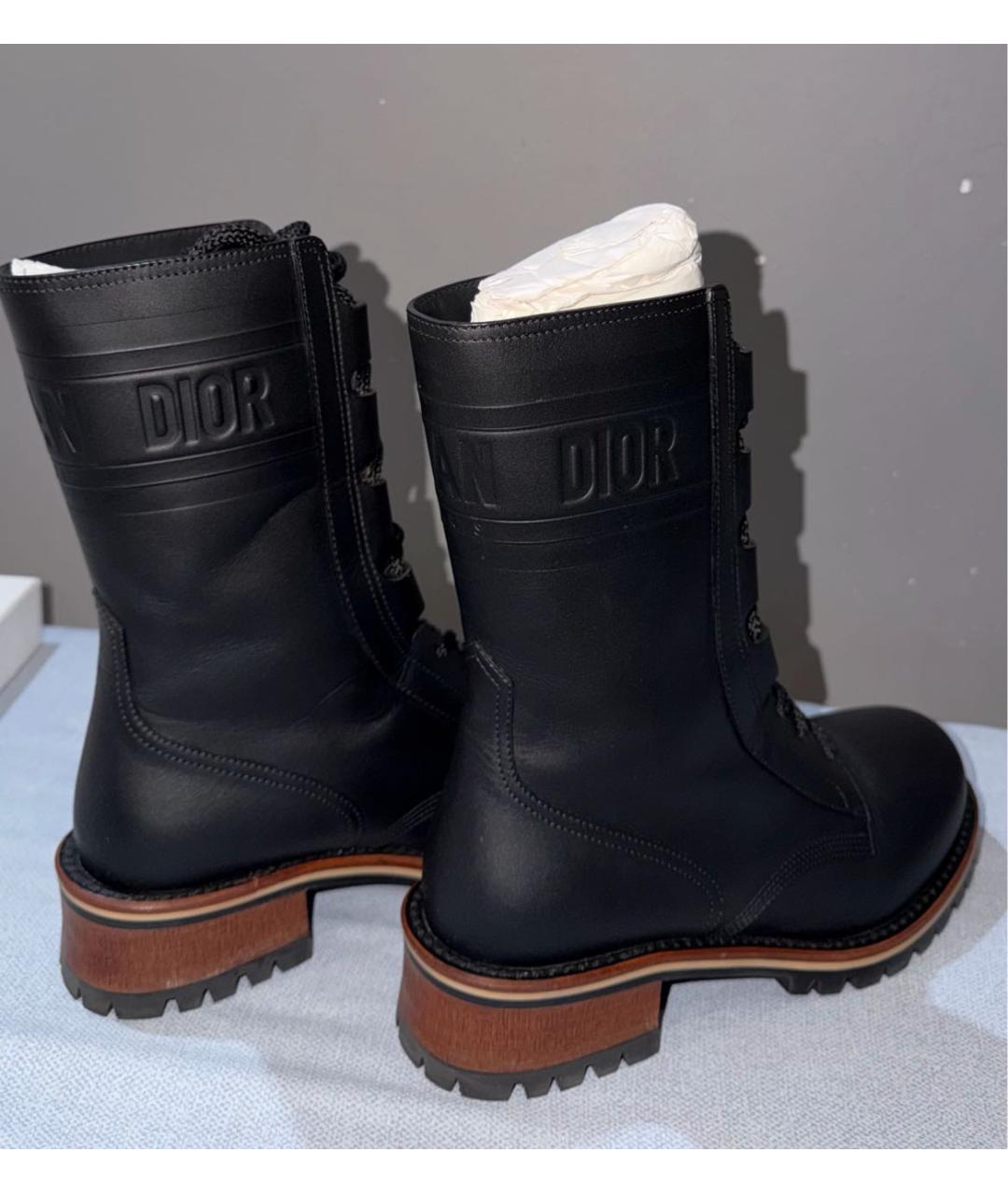 CHRISTIAN DIOR Черные кожаные сапоги, фото 3