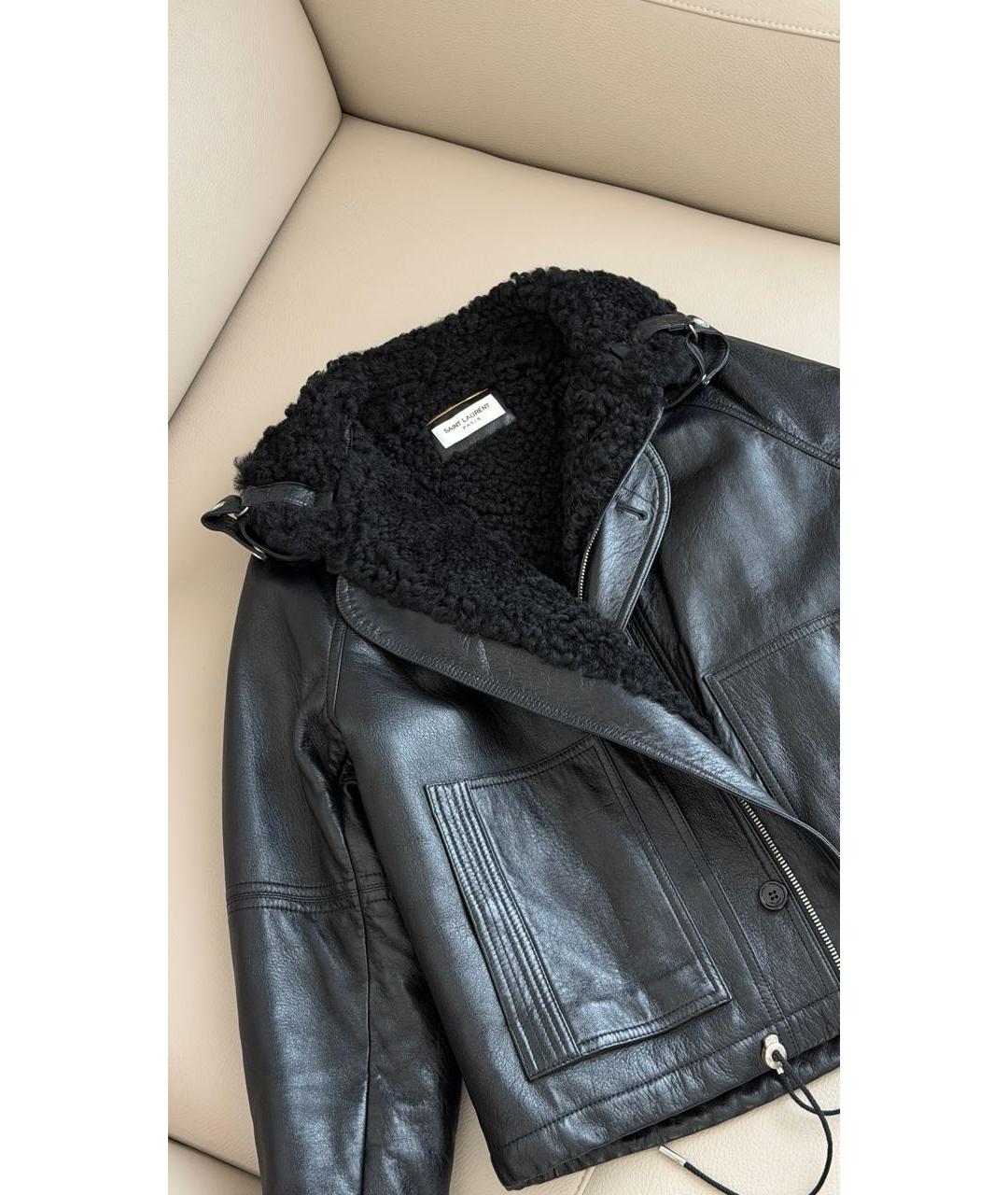 SAINT LAURENT Черная кожаная дубленка, фото 4