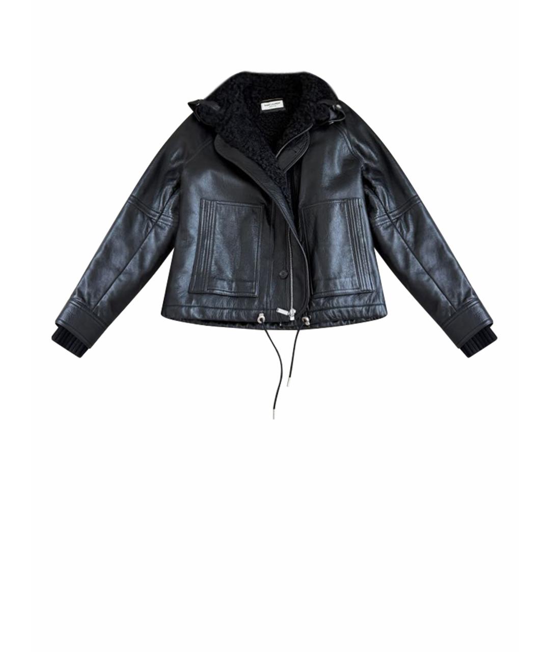 SAINT LAURENT Черная кожаная дубленка, фото 1