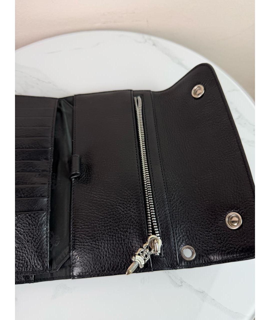 CHROME HEARTS Черный кожаный кошелек, фото 4