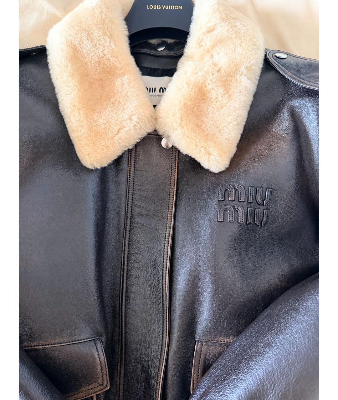 MIU MIU Коричневая кожаная куртка, фото 6