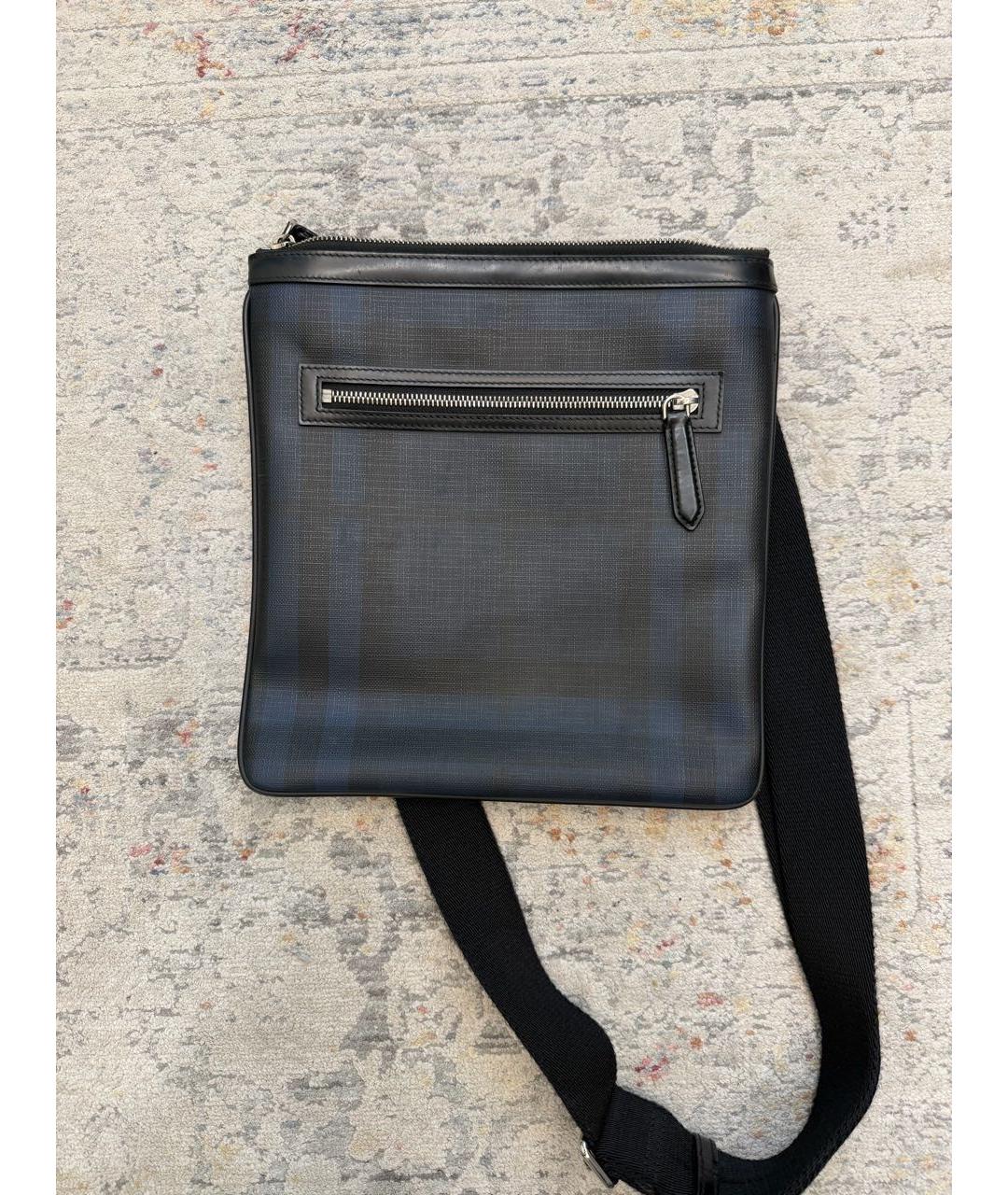 BURBERRY Темно-синяя барсетка из канвы, фото 7