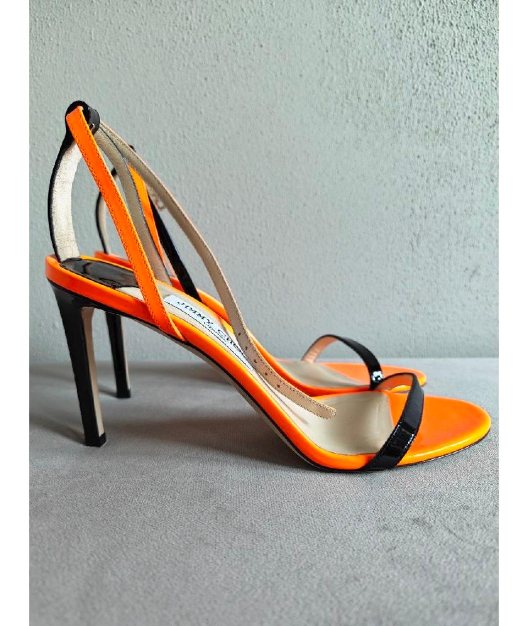 JIMMY CHOO Оранжевые босоножки из лакированной кожи, фото 5