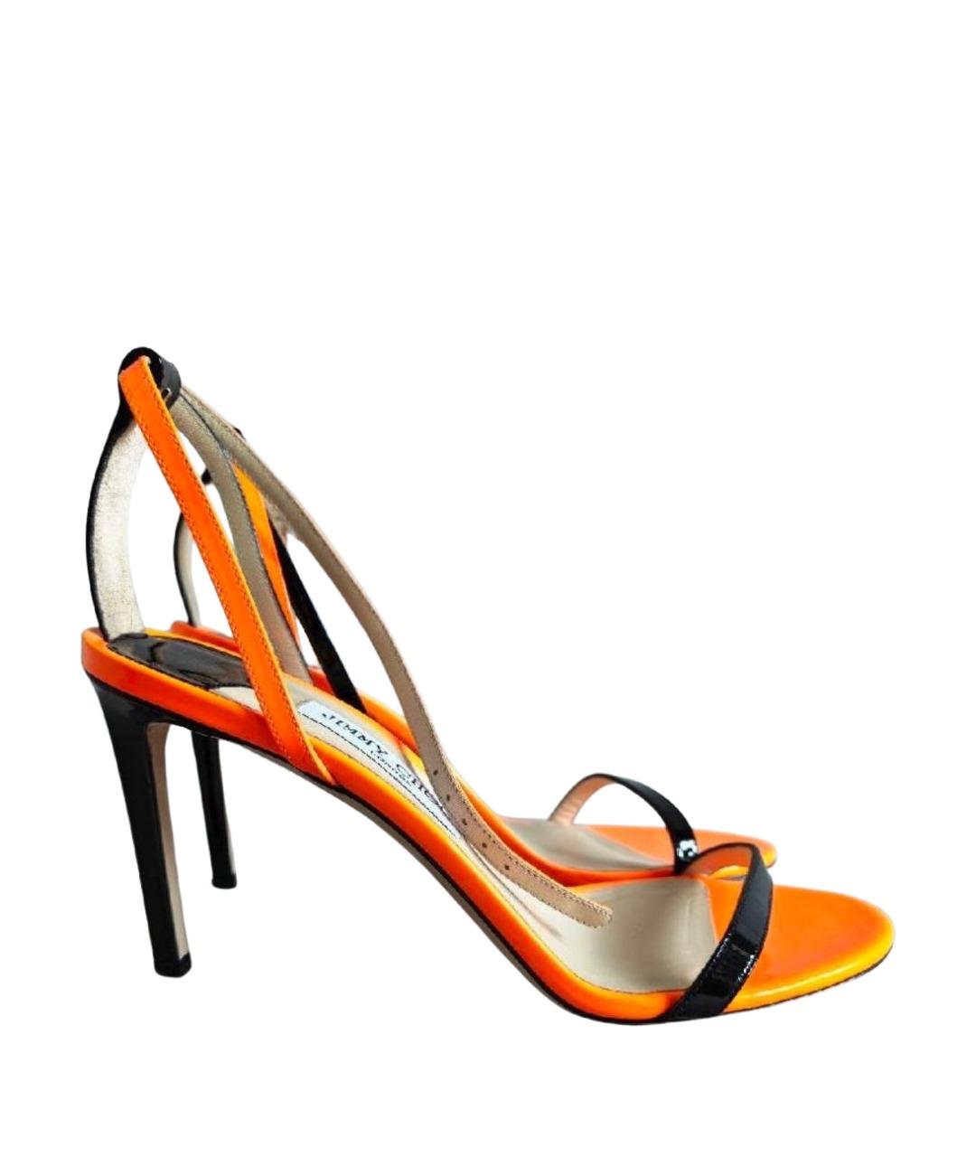 JIMMY CHOO Оранжевые босоножки из лакированной кожи, фото 1