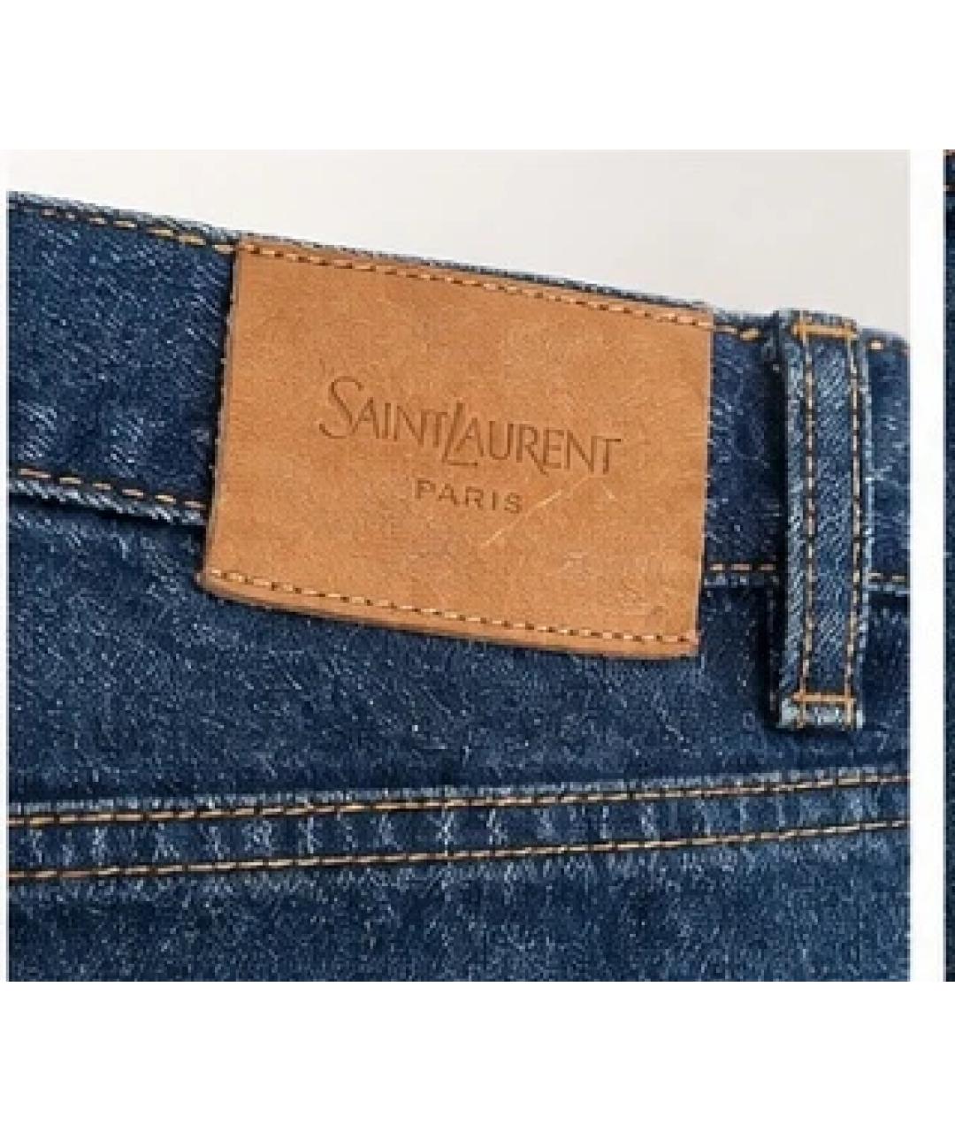 SAINT LAURENT Темно-синие хлопковые прямые джинсы, фото 6