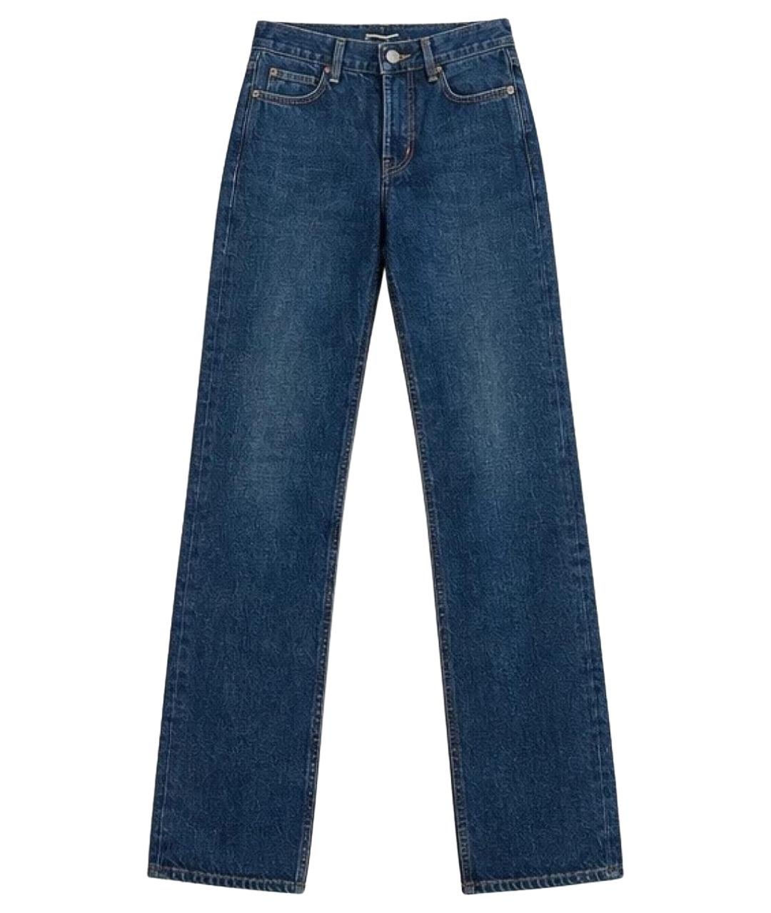 SAINT LAURENT Темно-синие хлопковые прямые джинсы, фото 1