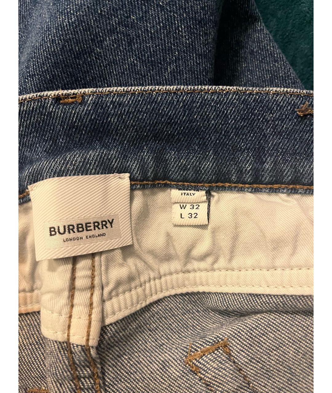 BURBERRY Синие хлопковые джинсы, фото 4