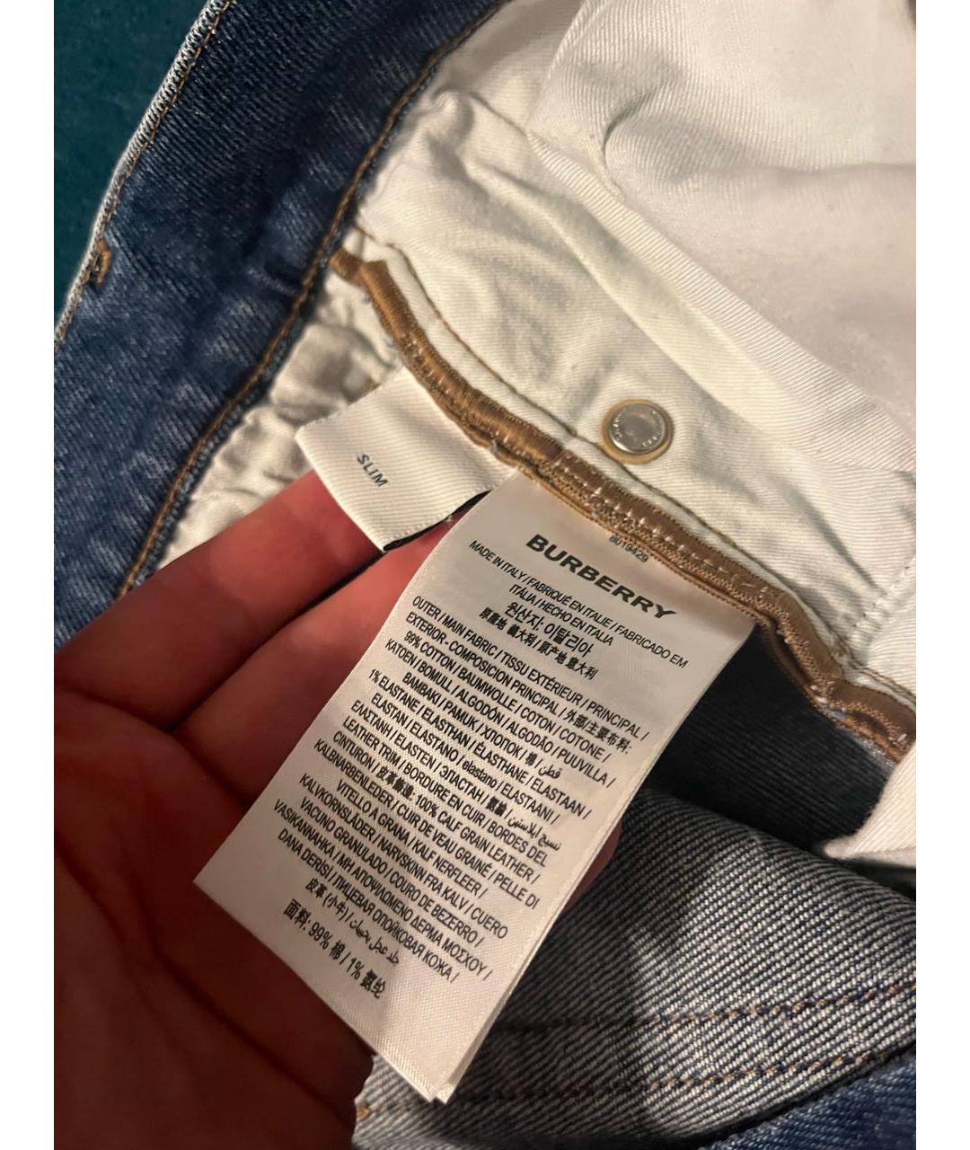 BURBERRY Синие хлопковые джинсы, фото 3
