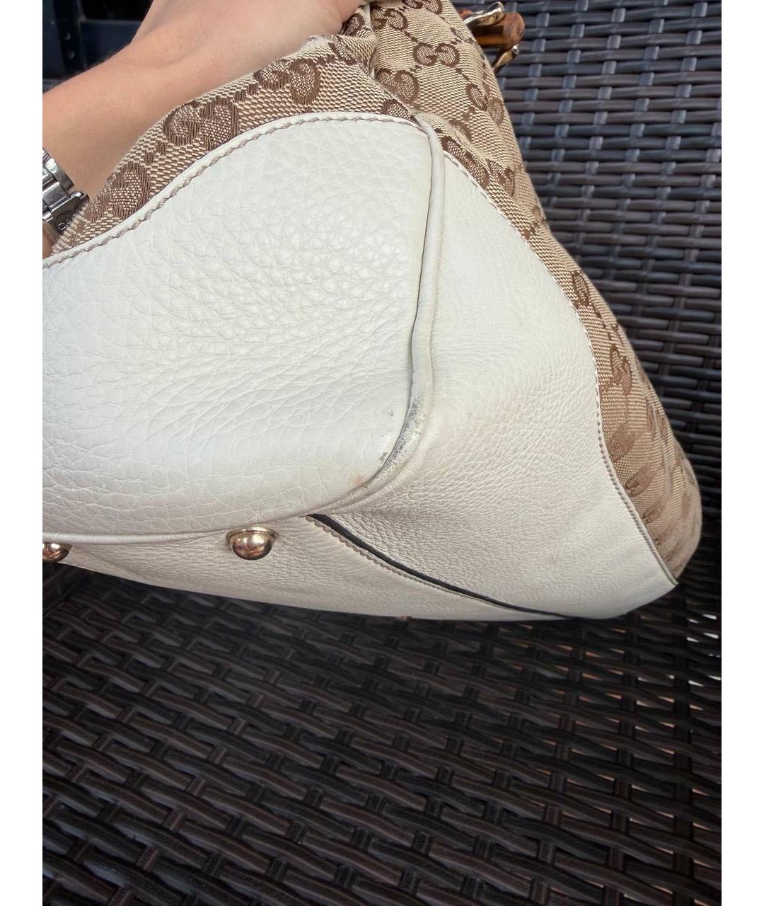 GUCCI Бежевая сумка с короткими ручками из канвы, фото 7