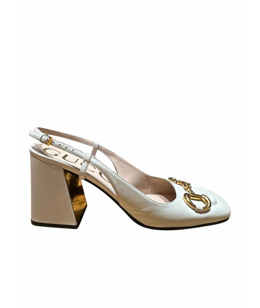 GUCCI Белые кожаные туфли, фото 1