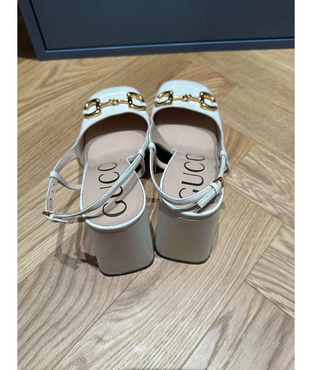 GUCCI Белые кожаные туфли, фото 3