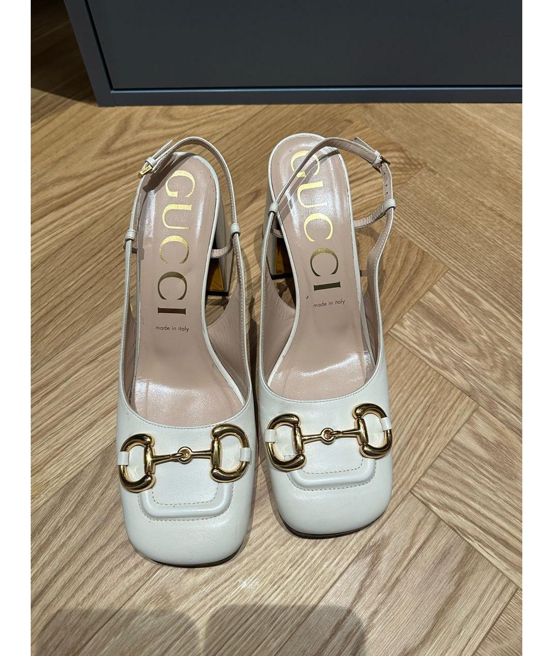 GUCCI Белые кожаные туфли, фото 2