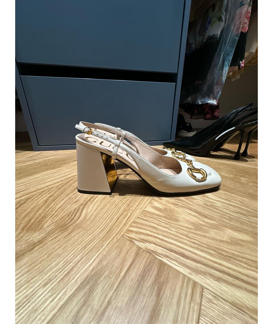 GUCCI Белые кожаные туфли, фото 5
