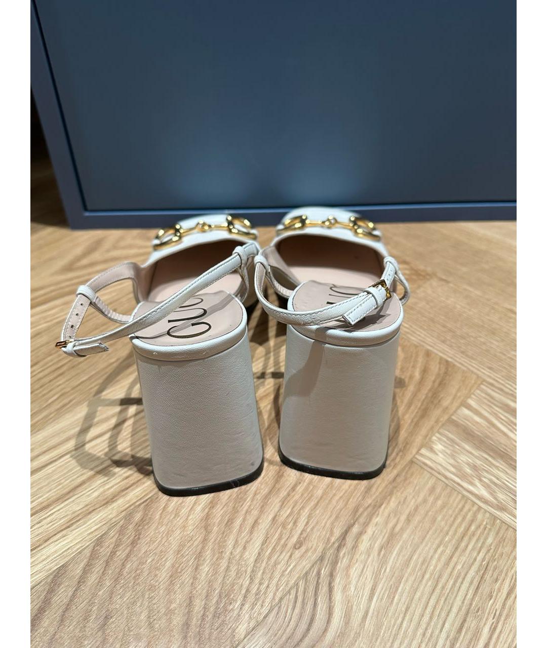 GUCCI Белые кожаные туфли, фото 4