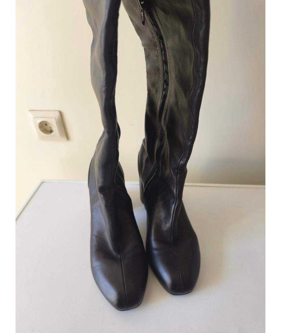 MAISON MARGIELA Черные кожаные ботфорты, фото 3
