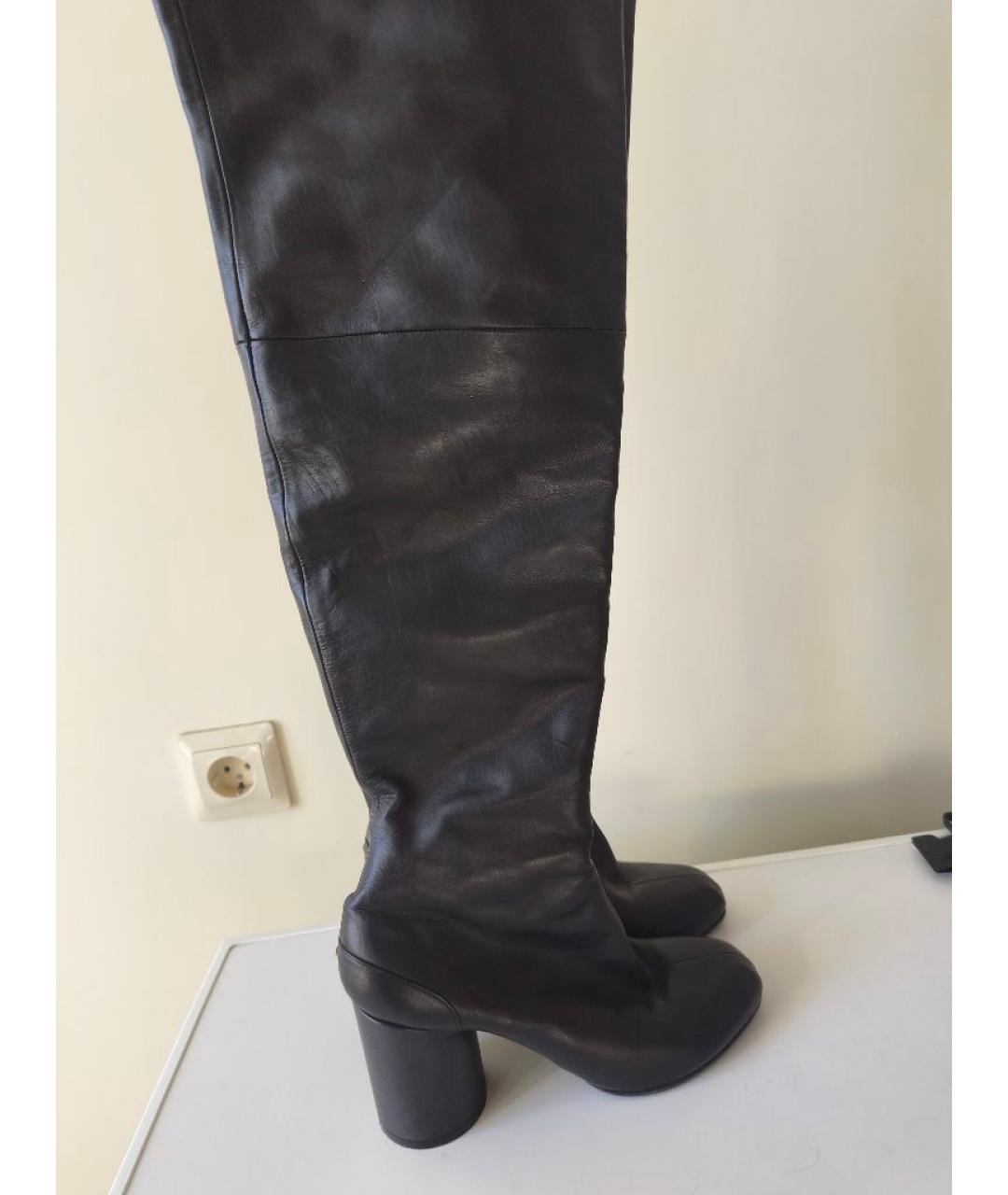 MAISON MARGIELA Черные кожаные ботфорты, фото 7