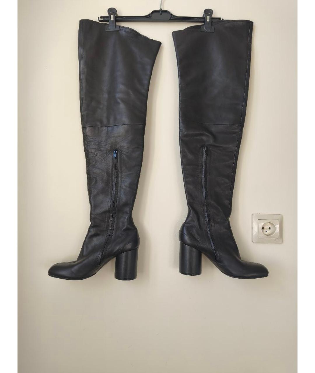 MAISON MARGIELA Черные кожаные ботфорты, фото 10